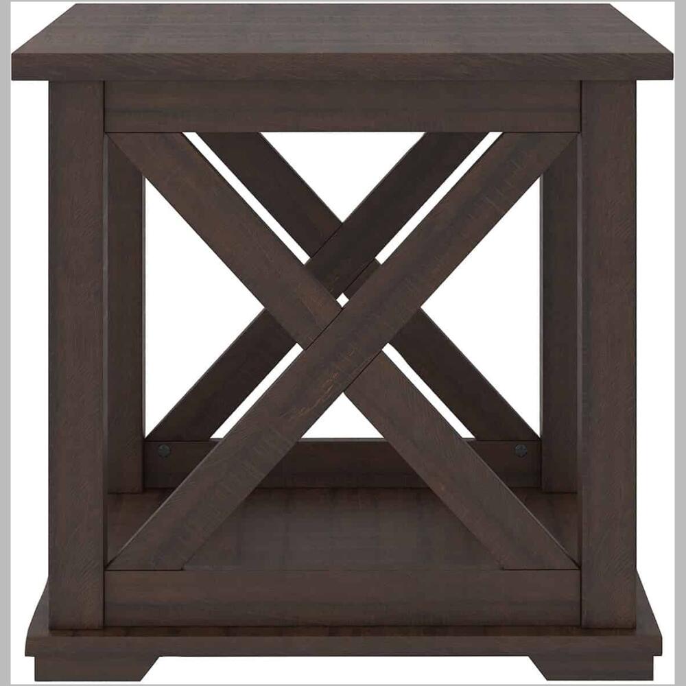 Sporting a rough-sawn wood grain effect, this table makes a statement wherever it lands.
