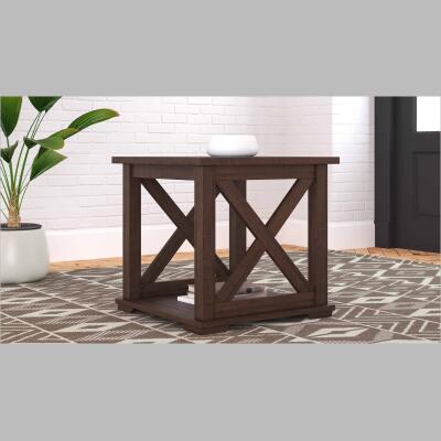 Sporting a rough-sawn wood grain effect, this table makes a statement wherever it lands.