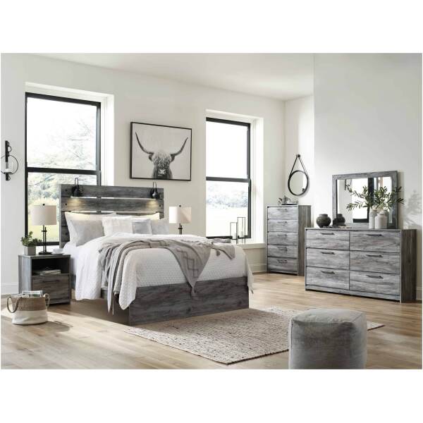 The Baystorm with its smokey driftwood and sconce lights give this bed a rustic look that's perfect for creating an island oasis.