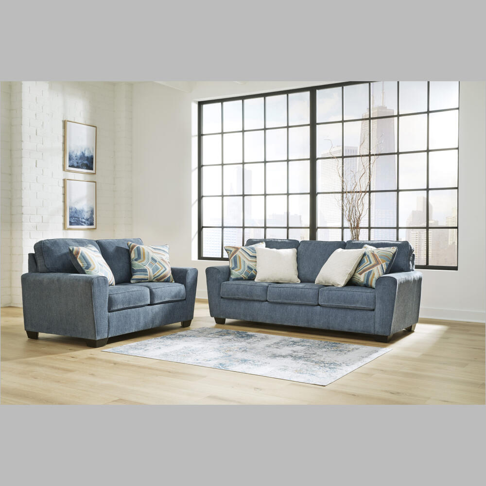 40605 cashton blue sofa & loveseat