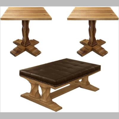 900 pine cocktail table and 2 end tables