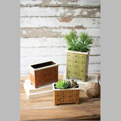 CDV2057-1 ceramic chest of drawers planters